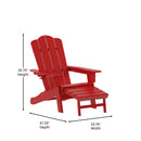 Nassau Adirondack Chair with Cup Holder and Pull Out Ottoman, All-Weather HDPE Indoor/Outdoor Lounge Chair