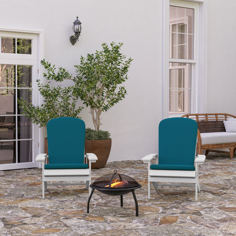 Riviera Set of 2 Weather Resistant Adirondack Patio Chairs With Vertical Lattice Backs and Comfort Foam Cushions