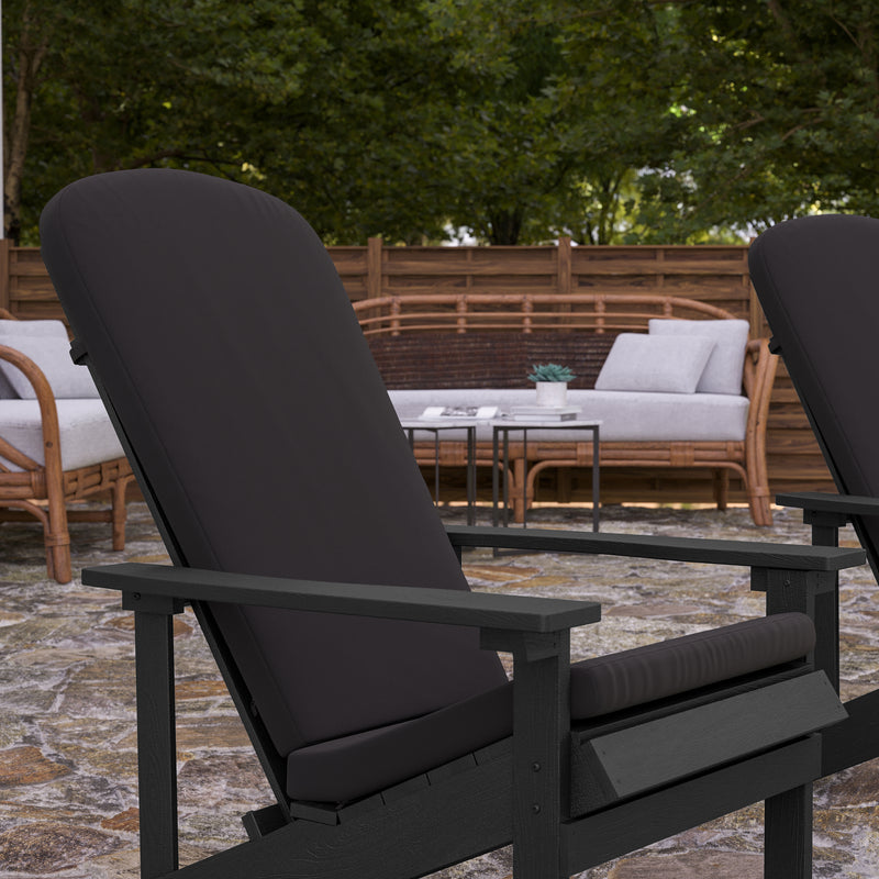 Riviera Set of 2 Weather Resistant Adirondack Patio Chairs With Vertical Lattice Backs and Comfort Foam Cushions