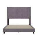 Sana Modern Gray Velvet Upholstered Platform Bed Frame with Padded, Tufted Wingback Headboard and Wood Support Slats, No Box Spring Required