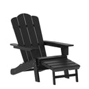 Ridley Adirondack Chair with Cup Holder and Pull Out Ottoman, All-Weather HDPE Indoor/Outdoor Lounge Chair, Set of 2
