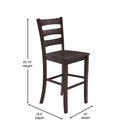 Verity Set of Two Classic Wooden Ladderback Bar Height Barstools with Solid Wood Seats
