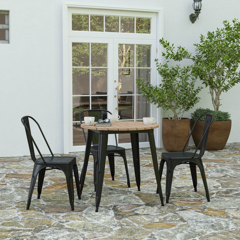 Dryden Indoor/Outdoor Dining Table, 30" Round All Weather Poly Resin Top with Steel Base