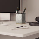 Cecil 3 Piece Desk Organizer Set for Desktop, Countertop, or Vanity in Galvanized Finished Metal and Rustic Wood