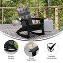 Ridley Adirondack Rocking Chair with Cup Holder, Weather Resistant HDPE Adirondack Rocking Chair in Black