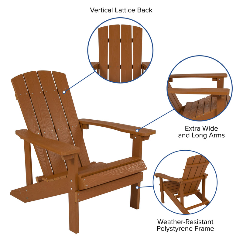 Riviera Set of 2 Weather Resistant Adirondack Patio Chairs With Vertical Lattice Backs and Comfort Foam Cushions