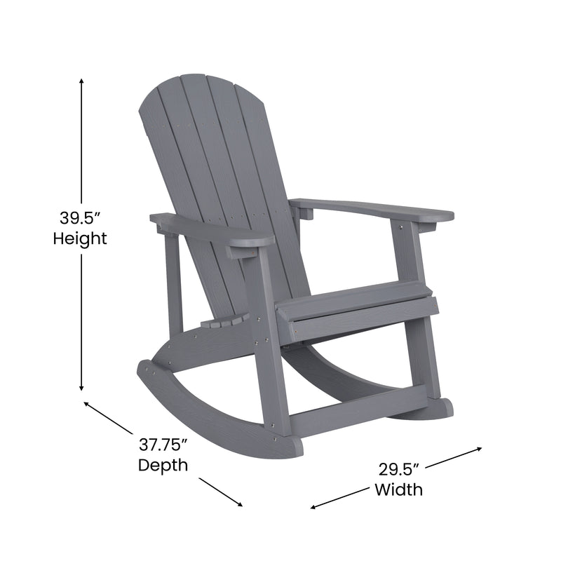Atlantic All-Weather Polyresin Adirondack Rocking Chair with Vertical Slats and Weather Resistant Cushions