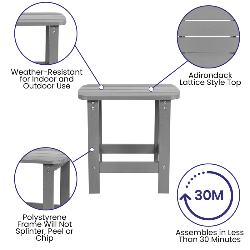 Wellington 3 Piece Patio Furniture Set Includes All-Weather UV Treated Adirondack Rocking Chairs and Side Table