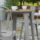 Dryden Indoor/Outdoor Bar Top Table, 23.75" Round All Weather Poly Resin Top with Steel base