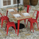 Dryden Indoor/Outdoor Dining Table with Umbrella Hole, 30" x 60" All Weather Poly Resin Top and Steel Base