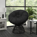 Foley Papasan Style Woven Wicker Swivel Patio Chair in Black with Removable All-Weather Black Cushion