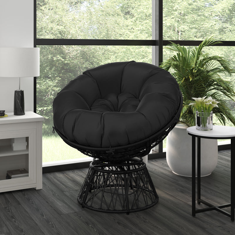 Foley Papasan Style Woven Wicker Swivel Patio Chair with Removable All-Weather Cushion