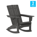 Ridley Adirondack Rocking Chair with Cup Holder, Weather Resistant HDPE Adirondack Rocking Chair, Set of 2