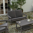 Riviera All-Weather Poly Resin Wood Adirondack Style Deep Seat Patio Loveseat with Cushions