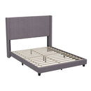 Sana Modern Gray Velvet Upholstered Platform Bed Frame with Padded, Tufted Wingback Headboard and Wood Support Slats, No Box Spring Required