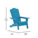 Nassau Adirondack Chair with Cup Holder, Weather Resistant HDPE Adirondack Chair in Blue, Set of 4