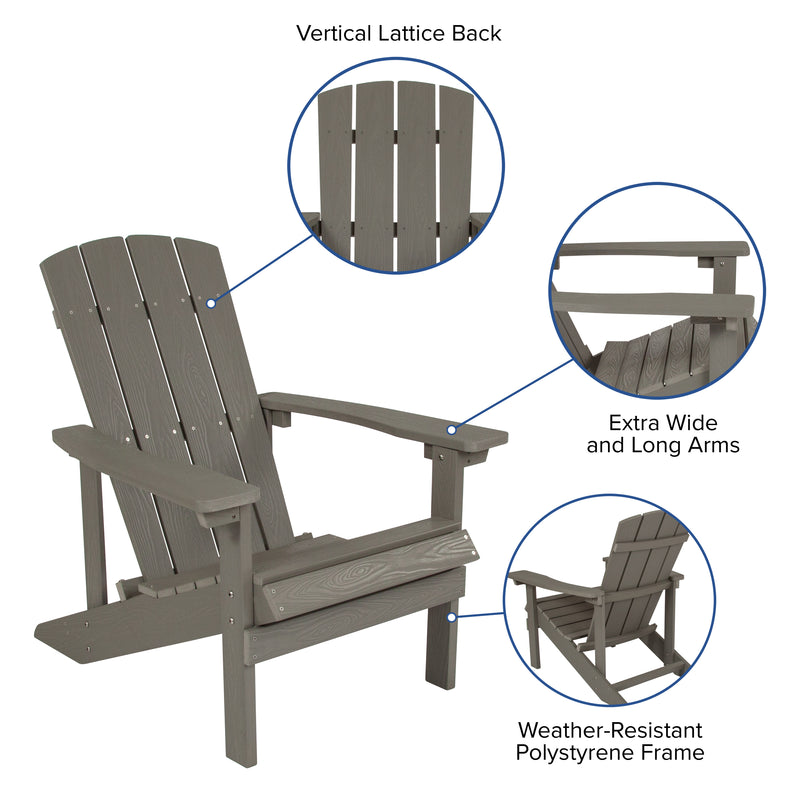 Riviera Set of 2 Weather Resistant Adirondack Patio Chairs With Vertical Lattice Backs and Comfort Foam Cushions