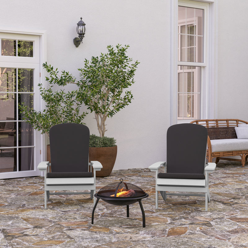Riviera Set of 2 Weather Resistant Adirondack Patio Chairs With Vertical Lattice Backs and Comfort Foam Cushions