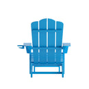 Ridley Adirondack Chair with Cup Holder and Pull Out Ottoman, All-Weather HDPE Indoor/Outdoor Lounge Chair in Blue, Set of 2