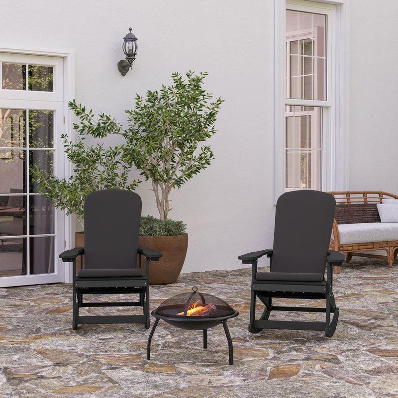 Atlantic All-Weather Polyresin Adirondack Rocking Chair with Vertical Slats and Weather Resistant Cushions
