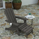Nassau Adirondack Chair with Cup Holder and Pull Out Ottoman, All-Weather HDPE Indoor/Outdoor Lounge Chair, Set of 2