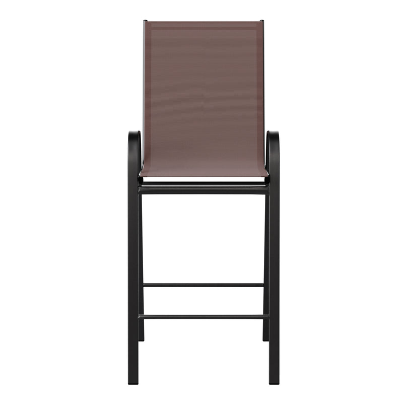 Set of 2 Manado Series Metal Bar Height Patio Chairs with Flex Comfort Material