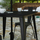 Dryden Indoor/Outdoor Dining Table with Umbrella Hole, 36" Square All Weather Poly Resin Top and Steel Base