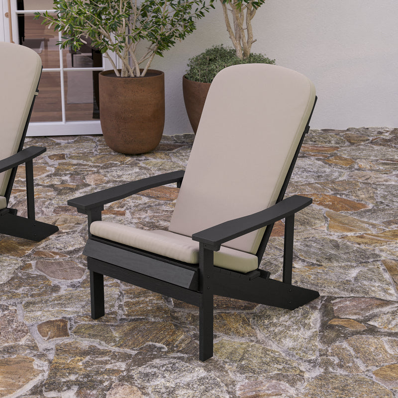 Riviera Set of 2 Weather Resistant Adirondack Patio Chairs With Vertical Lattice Backs and Comfort Foam Cushions