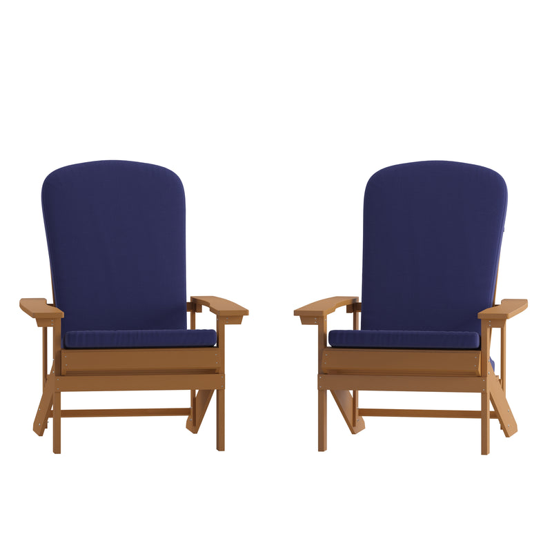 Riviera Set of 2 Weather Resistant Adirondack Patio Chairs With Vertical Lattice Backs and Comfort Foam Cushions