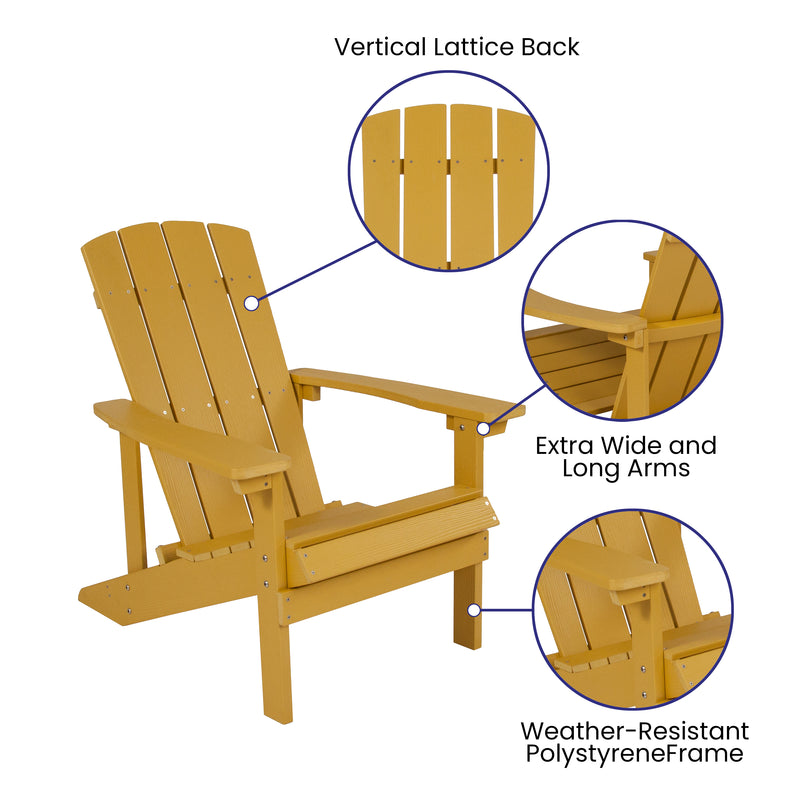 Riviera Set of 2 Weather Resistant Adirondack Patio Chairs With Vertical Lattice Backs and Comfort Foam Cushions