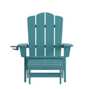 Nassau Adirondack Chair with Cup Holder and Pull Out Ottoman, All-Weather HDPE Indoor/Outdoor Lounge Chair, Set of 2