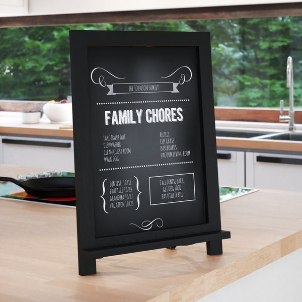 Magda Set of 10 Wall Mount or Tabletop Magnetic Chalkboards with Folding Metal Legs in Black, 12" x 17"