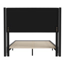 Percy Modern Platform Bed with Padded Channel Stitched Faux Linen Upholstered Wingback Headboard and 8.6" Underbed Clearance