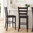 Verity Set of Two Classic Wooden Ladderback Bar Height Barstools with Solid Wood Seats