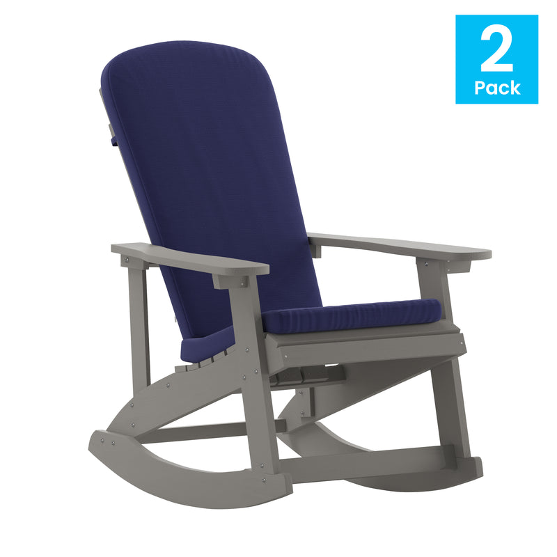 Atlantic All-Weather Polyresin Adirondack Rocking Chair with Vertical Slats and Weather Resistant Cushions