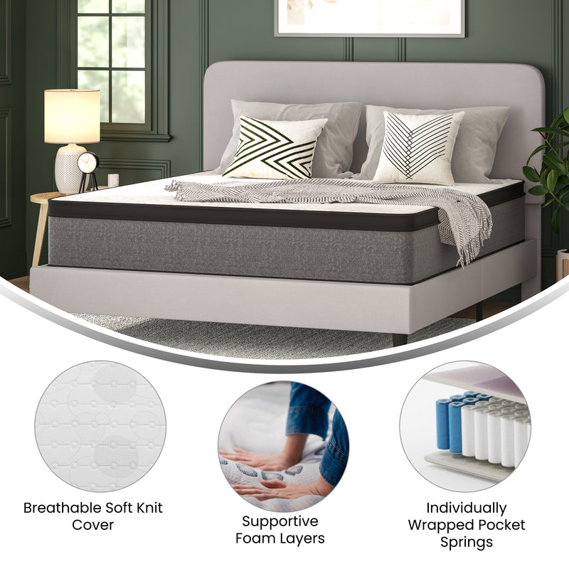 Lofton 13" Euro Top King Size Mattress in a Box with Hybrid Pocket Spring and Foam Design for Supportive Pressure Relief