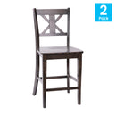 Imelda Set of Two Solid Wood Modern Farmhouse Counter Height Dining Stool