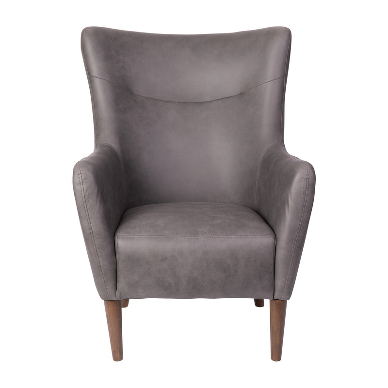Regal Traditional Wingback Accent Chair, Faux Leather Upholstery and Wooden Frame and Legs
