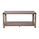 Green River Modern Farmhouse Engineered Wood Coffee Table and Powder Coated Steel Accents