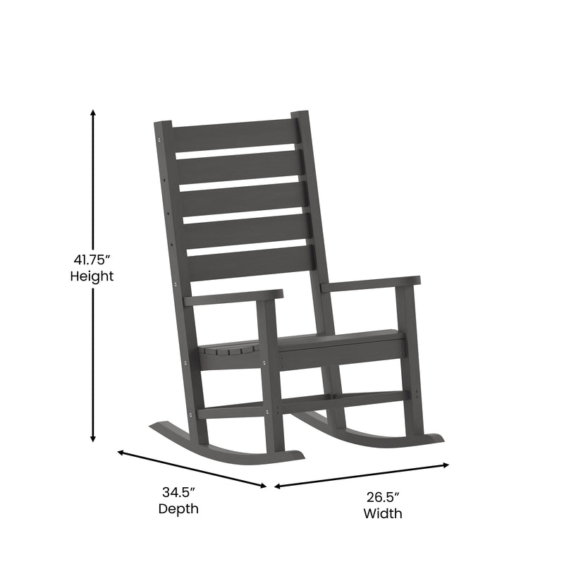 Fielder Set of 2 Contemporary Rocking Chairs, All-Weather HDPE Indoor/Outdoor Rockers