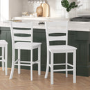Verity Set of Two Classic Wooden Ladderback Counter Height Barstools with Solid Wood Seats