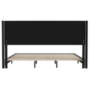 Percy Modern Platform Bed with Padded Channel Stitched Faux Linen Upholstered Wingback Headboard and 8.6" Underbed Clearance