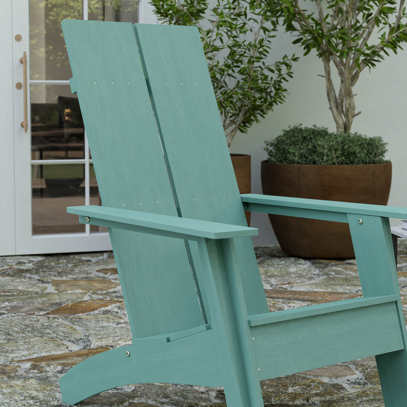 Set of 2 Piedmont Modern All-Weather Poly Resin Wood Adirondack Chairs