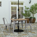 Dryden Indoor/Outdoor Dining Table with Umbrella Hole, 36" Square All Weather Poly Resin Top and Steel Base