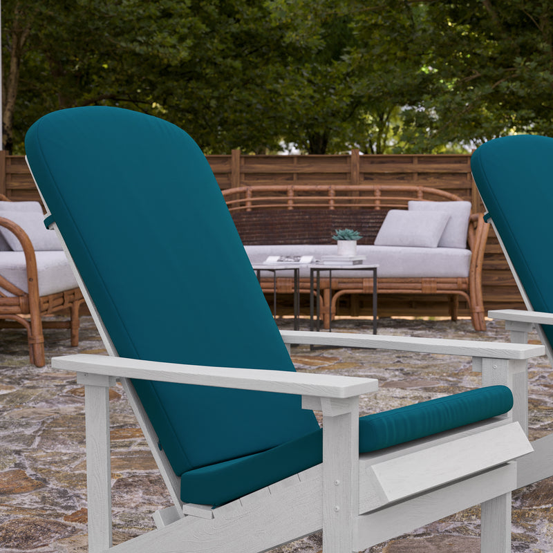 Riviera Set of 2 Weather Resistant Adirondack Patio Chairs With Vertical Lattice Backs and Comfort Foam Cushions