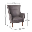 Regal Traditional Wingback Accent Chair, Faux Leather Upholstery and Wooden Frame and Legs