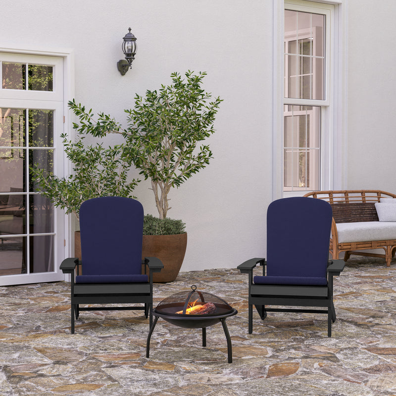 Riviera Set of 2 Weather Resistant Adirondack Patio Chairs With Vertical Lattice Backs and Comfort Foam Cushions