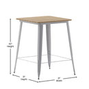 Dryden Indoor/Outdoor Bar Top Table, 31.5" Square All Weather Poly Resin Top with Steel base