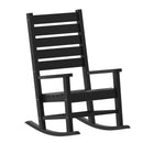Fielder Contemporary Rocking Chair, All-Weather HDPE Indoor/Outdoor Rocker in Black