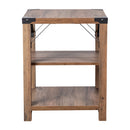 Green River Modern Farmhouse Engineered Wood End Table with Two Tiered Shelving and Powder Coated Steel Accents